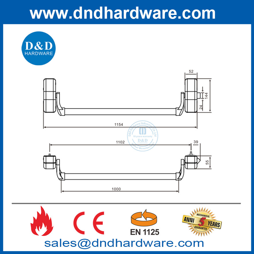 en1125 push Cross Bar Europeany Type One Point Lock Device DDPD021