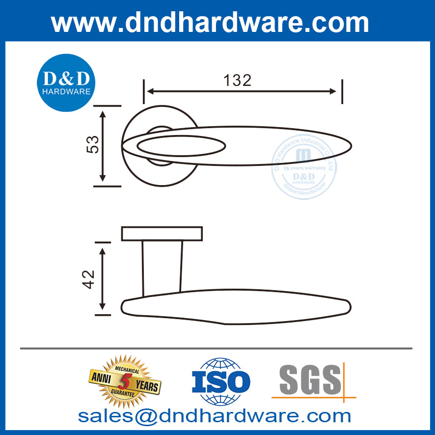 Round Rosette Stainless Door Door Lever Handled-DDSH020