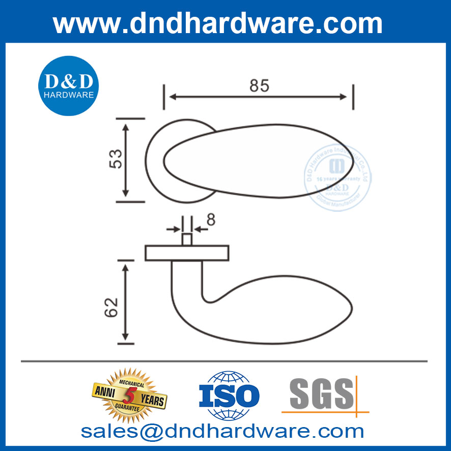 جولة Rosette Room Type Door Handle مقبض مقبض للمطار DDSH030