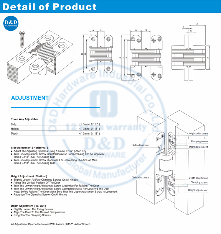 3D Hinge Adjustment-D & D الأجهزة