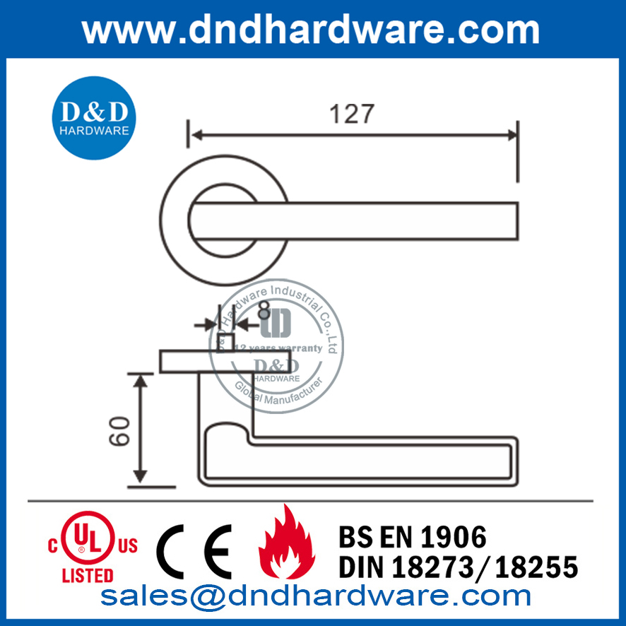 مقبض باب دائري مصقول ولامع SUS304- DDTH023