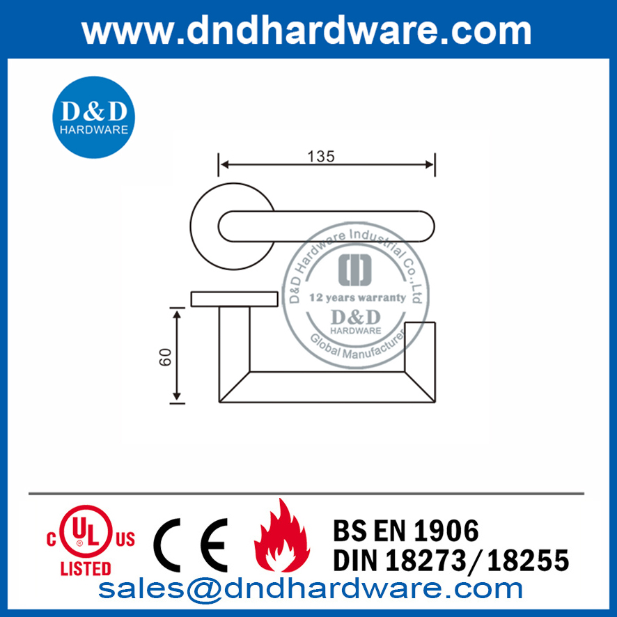 مقبض الباب الصناعي ذو القبعة المزدوجة من الصف 304- DDTH027