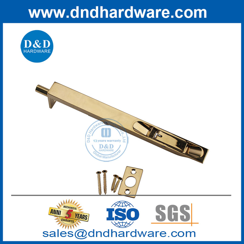 النحاس المصقول 8 بوصة الصلبة SS304 Gold Saffy Flush Flush Bolt-DDDB001