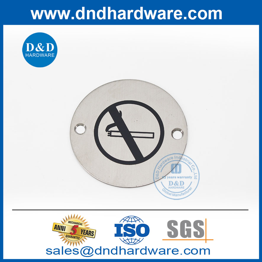 316 الفولاذ المقاوم للصدأ ممنوع التدخين لوحة تسجيل نوع دائري- DDSP008