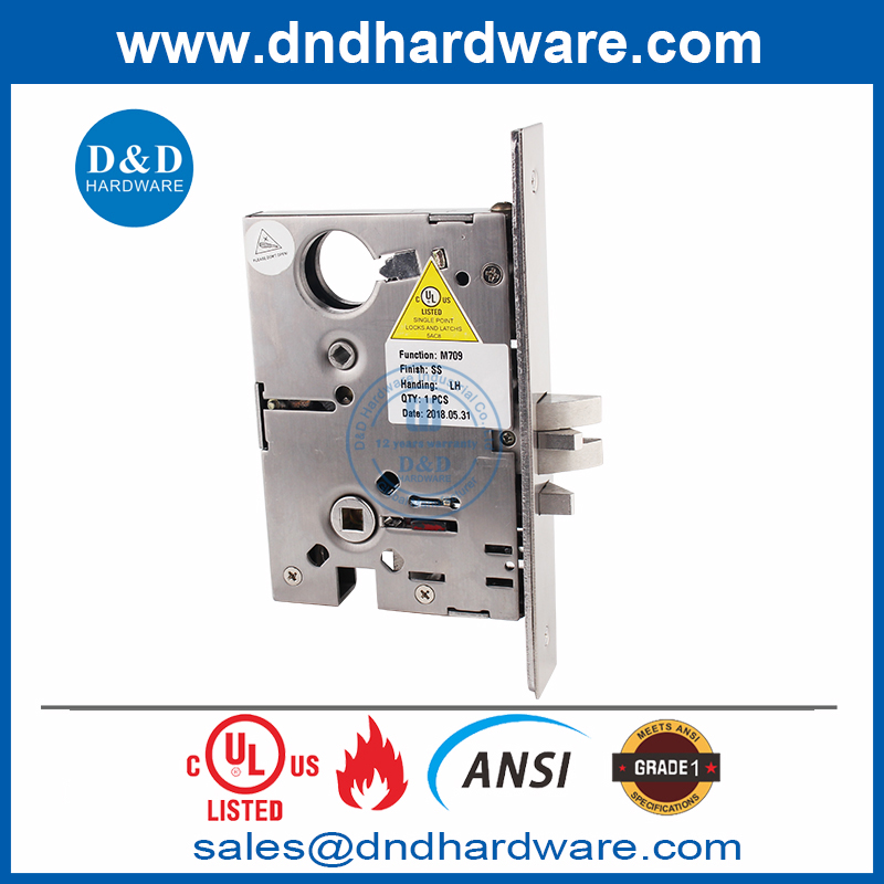 ANSI GRADE 1 Mortice Lock UL SS304 Wood Door Lock for Public Evalet-DDAL09 F09