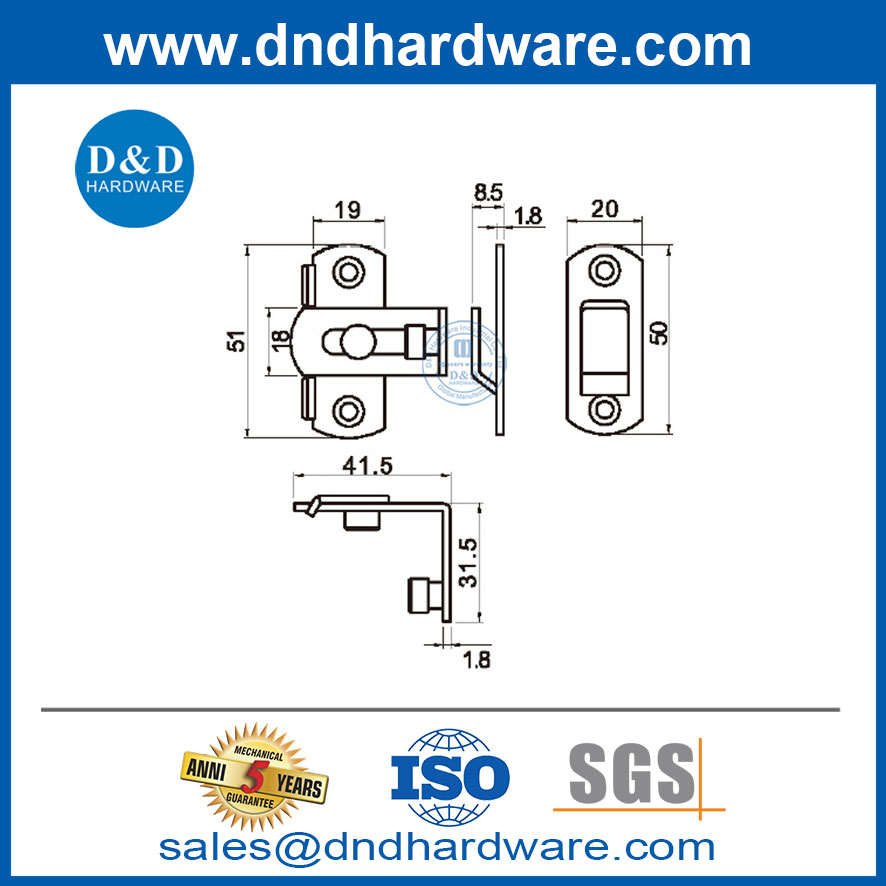 قفل الباب الأمن الفولاذ المقاوم للصدأ شقة شقة الحراس DDDG014