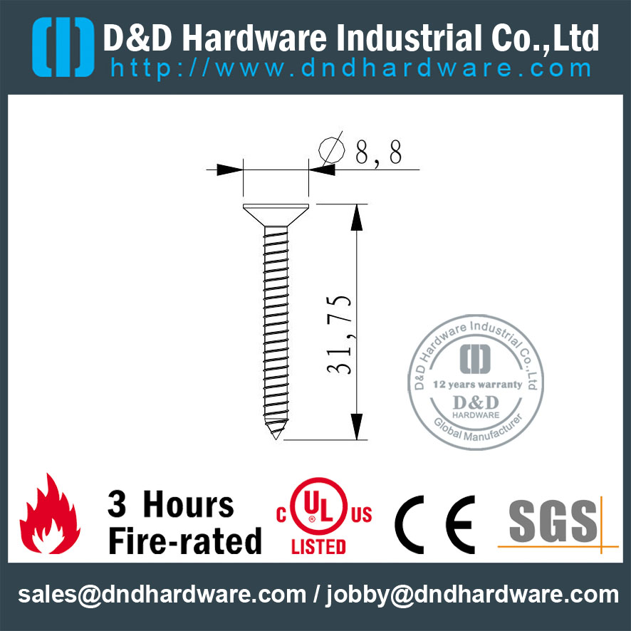 صلب الذى لا يصدأ 304 # 10 برغي خشبيّ ل hinge-DDSR007