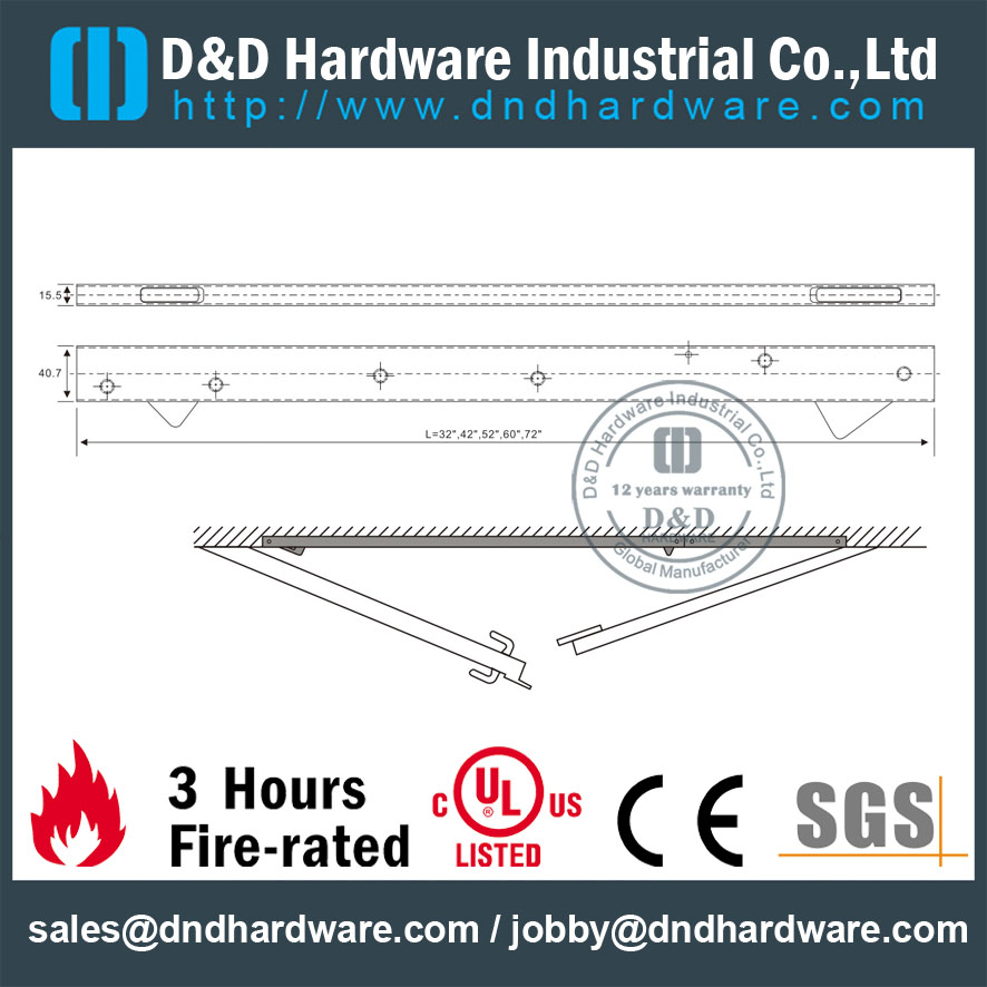 طويل منسق باب SS304 DDDR003 الأبعاد