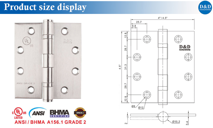 ANSI GRADE 2 DOOR HINGE-D & D أجهزة