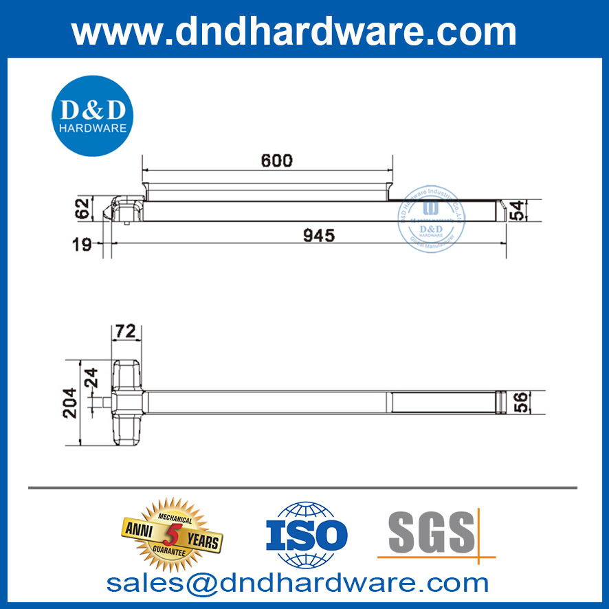 تشطيبات مختلفة من الفولاذ المقاوم للصدأ والألومنيوم Door Door Bar-DDPD301