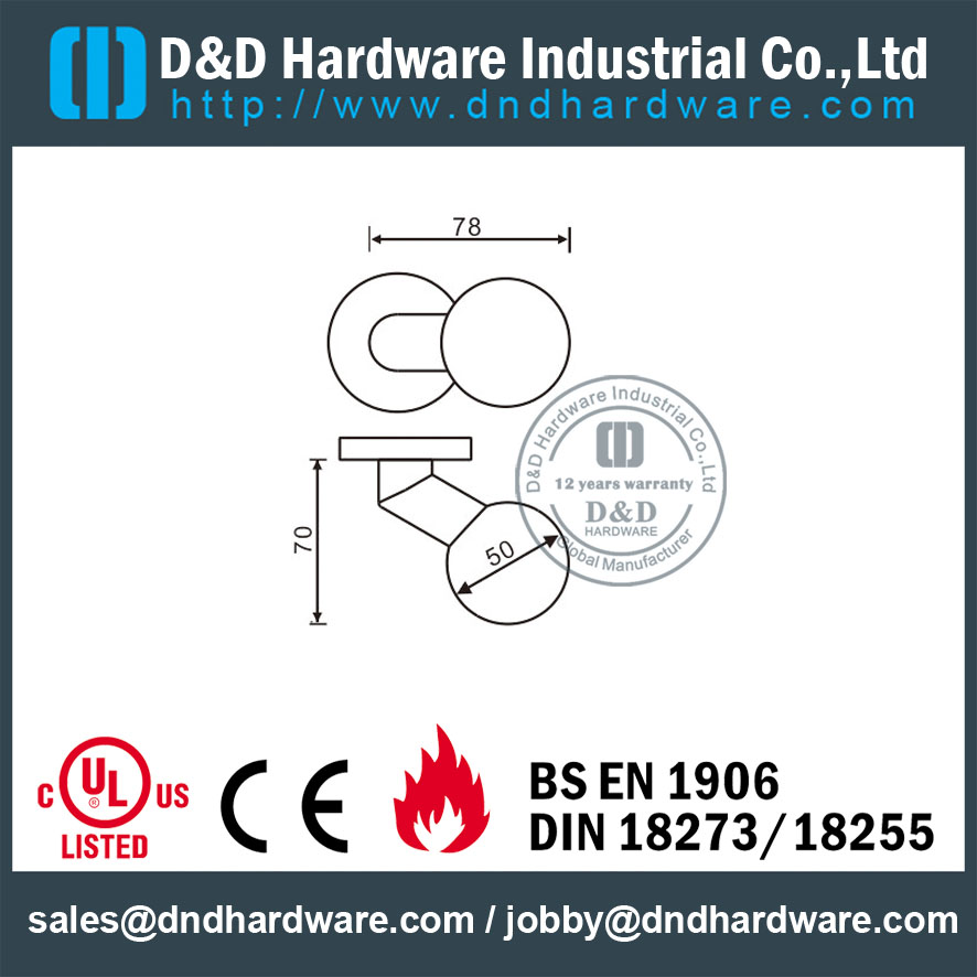 الفولاذ المقاوم للصدأ 304 Mitred الكرة نحى النيكل مقبض الباب لباب مكتب واحد -DDTH032