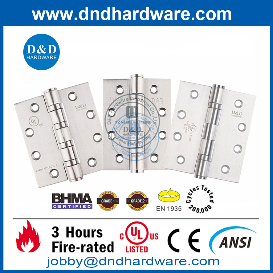 ANSI / BHMA GRADE 2-SS316 UL 2BB مفصل باب شديد التحمل - 4.5x4x3.4mm