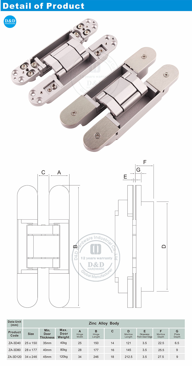 Hinge DDCH008-G80-D & D أجهزة DDCH008-G80-D&D