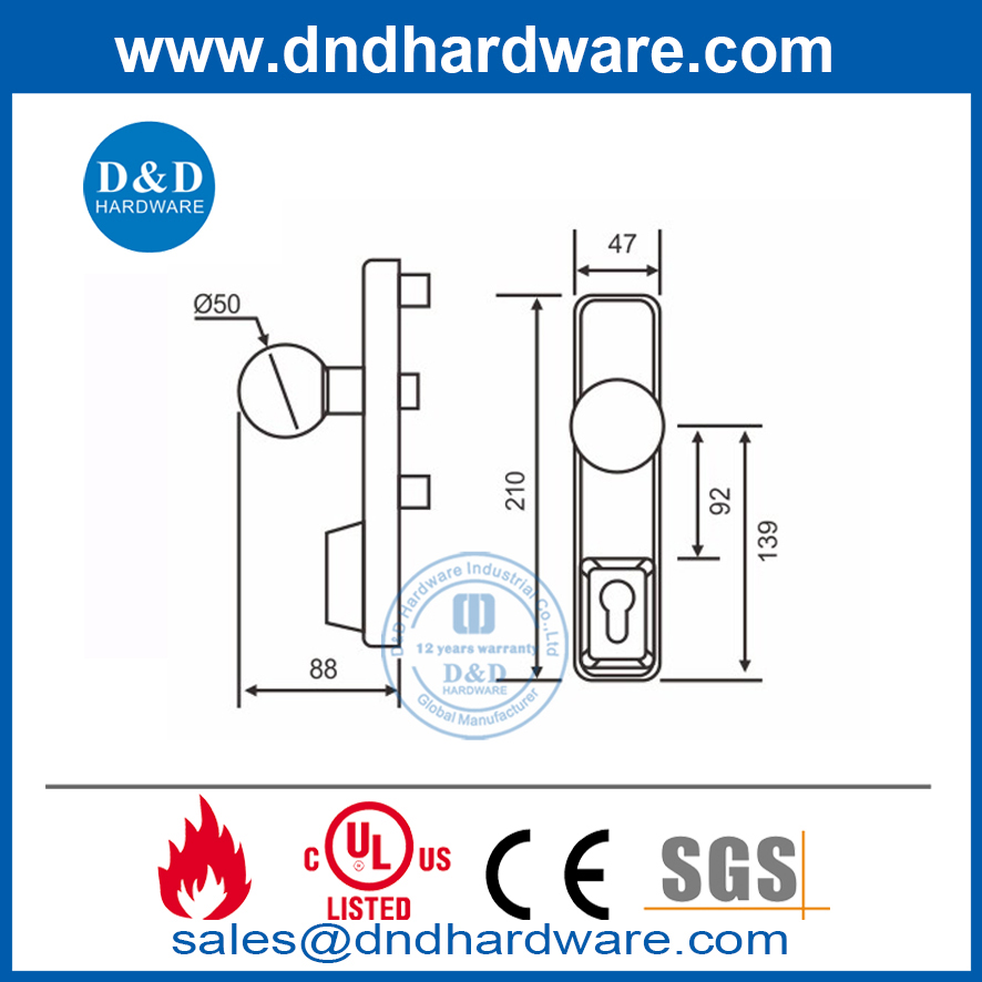 SS304 Escutcheon مقبض الباب تريم للهروب الباب DDPD013