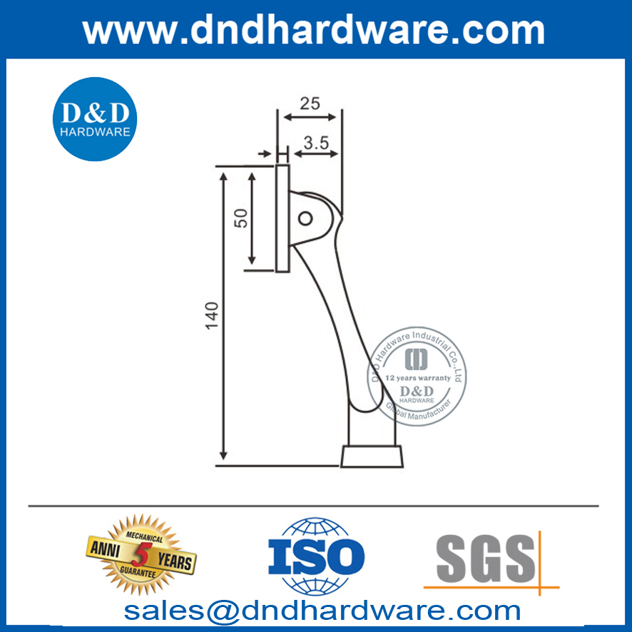 الصين مصنع سلامة سبائك الزنك الباب الخيالة الباب توقف حامل- DDDS022.5