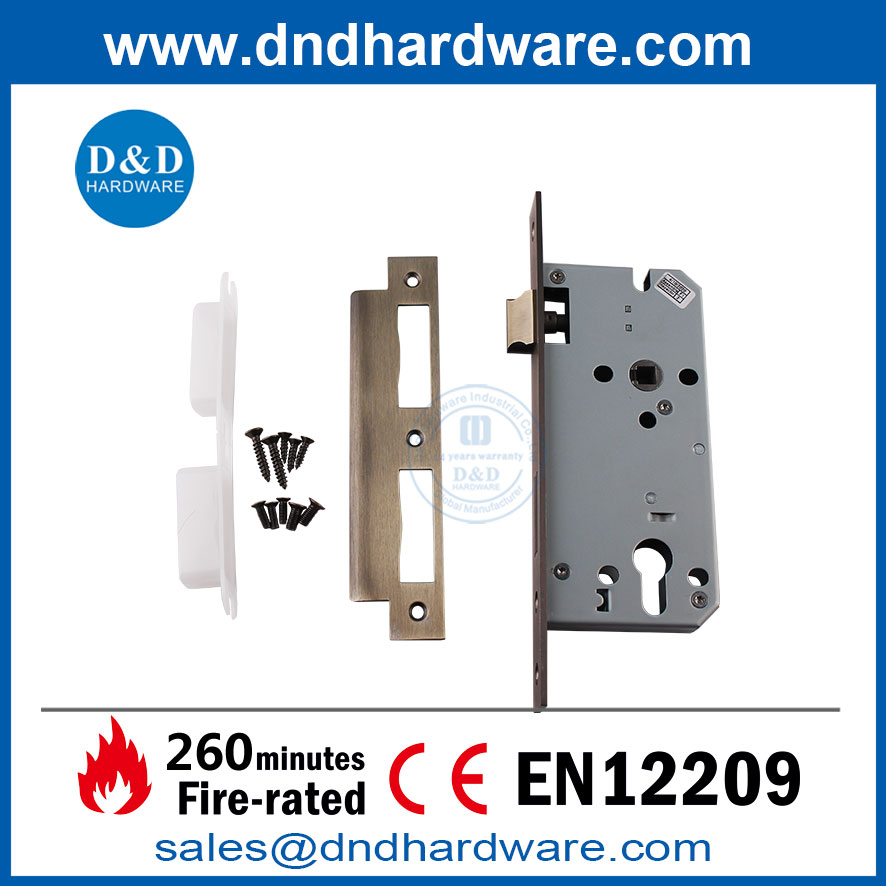EN12209 FIRE DOOR SASH LOCK عالية الجودة SUS304 العتيقة النحاس القفل DDML009 