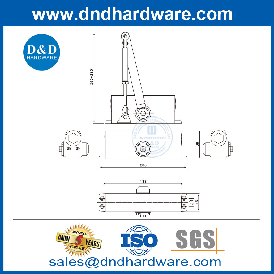 40-60 كجم من الباب الأوسط القابل للتعديل الباب الخارجي الأقرب إلى DDDC002
