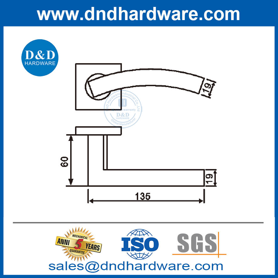 مقبض ذراع الباب الأمامي البسيط المعاصر على Rosette-DDTH045