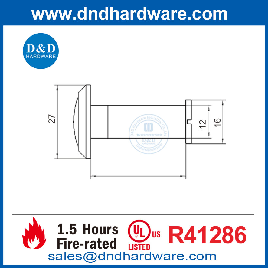 UL Fire مصنفة عارض باب الأمان على نطاق واسع الباب فول-DDDV011