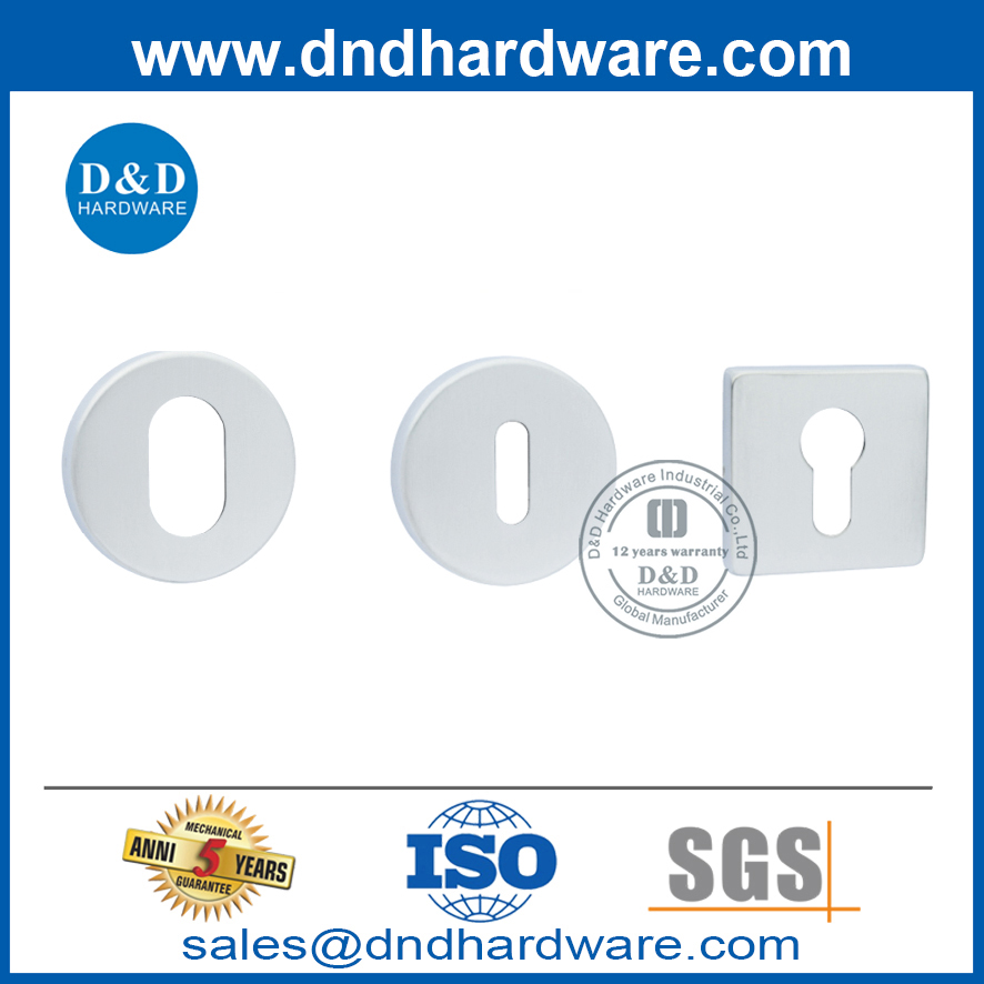 مقبض الباب اسطوانة من الفولاذ المقاوم للصدأ مربعة وردة الشؤون DDES014