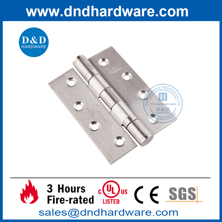 مفصلات باب النار المصنفة من الفولاذ المقاوم للصدأ UL 201- DDSS001-FR-4X3X3