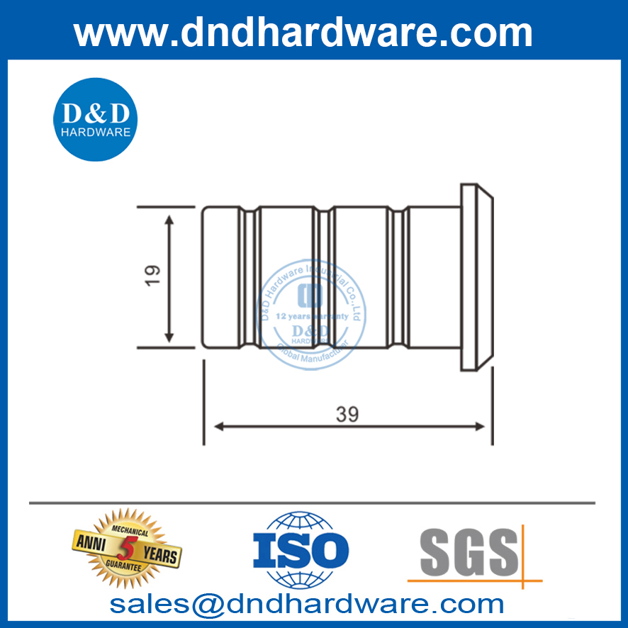 مقبس صغير مقاوم للأتربة مصنوع من الفولاذ المقاوم للصدأ للباب الداخلي- DDDP002
