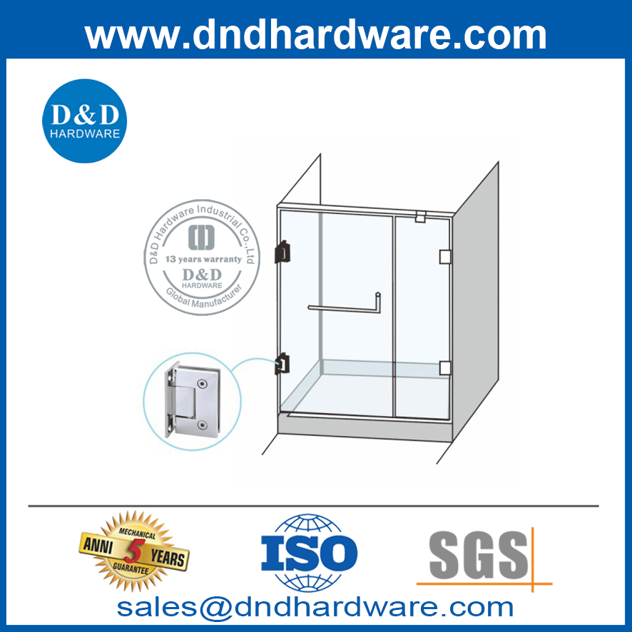 مفصلة باب زجاجي من الفولاذ المقاوم للصدأ شديد التحمل لغرفة الاستحمام- DDGH001