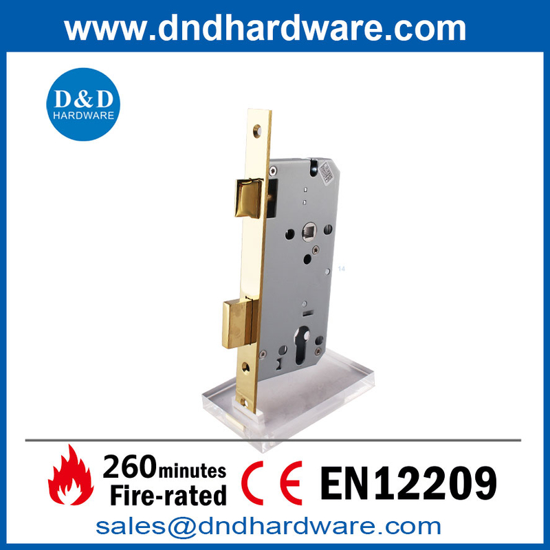 Gold Deadbolt Locks En12209 Fire Rated SS304 مصقول نحاس غرفة نوم القفل DDML009 