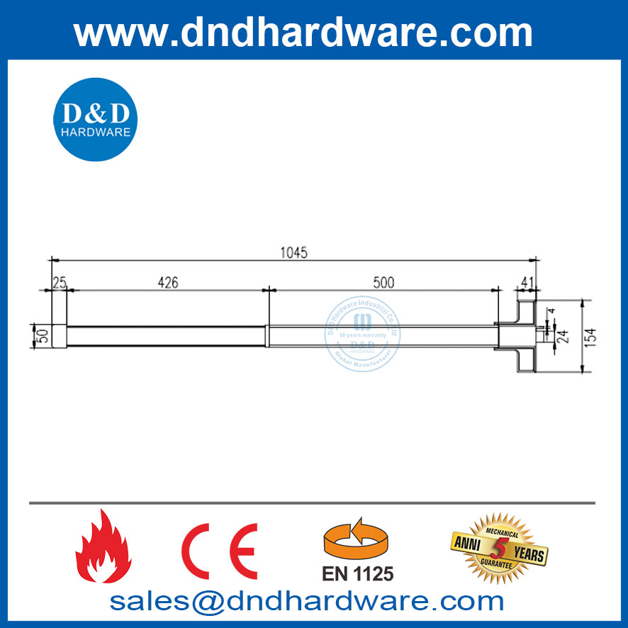 جهاز خروج الباب Push Bar Lock CE EN1125 Panic Bars for Double Doors-DDPD025
