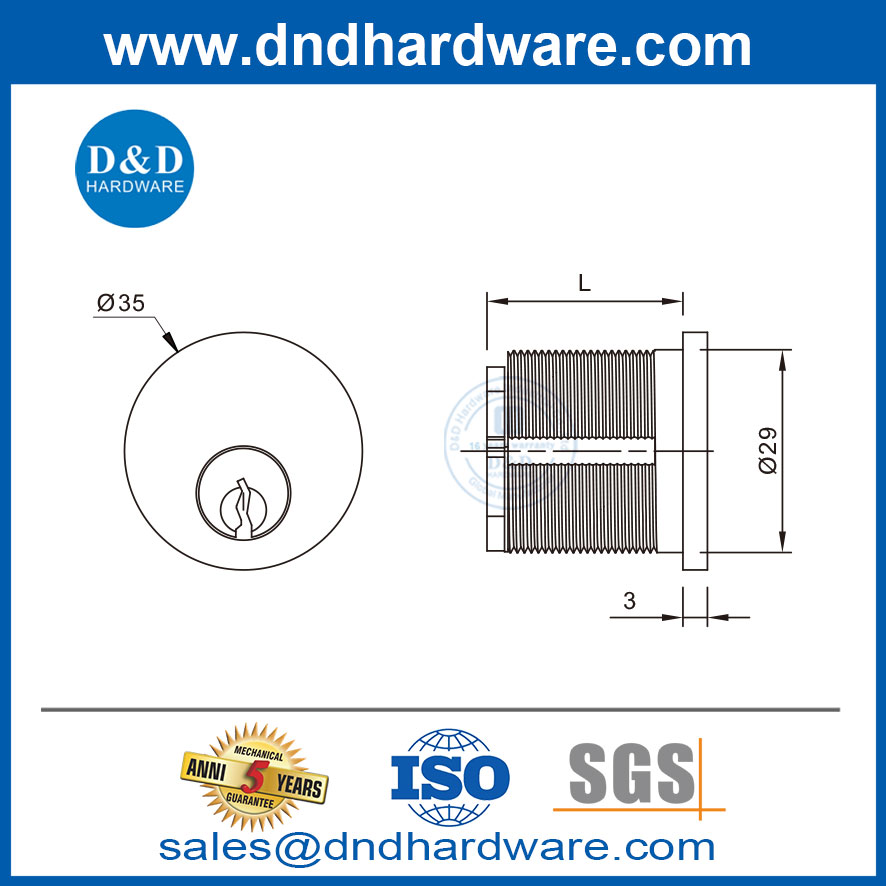 النحاس الصلب ANSI القياسي 6 دبوس schlage C Keyway Lock Cylinder-DDLC011