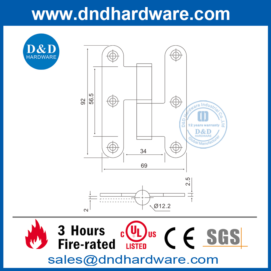 حار بيع الفولاذ المقاوم للصدأ جولة الزاوية H المفصلي- DDSS019.5