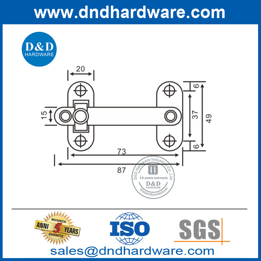 واقي باب خاص من الفولاذ المقاوم للصدأ للخدمة الشاقة للأبواب الداخلية- DDDG006