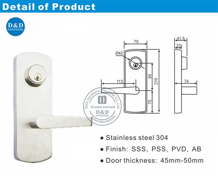 النار خروج الباب Escutcheon Lever Trim-DDPD018-D & D الأجهزة