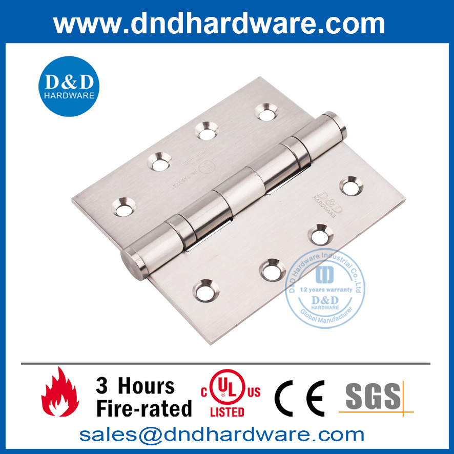 مفصلات باب من الفولاذ المقاوم للصدأ مدرجة في قوائم UL 316 فضية مقاومة للحريق- DDSS001-FR-4X3.5X3