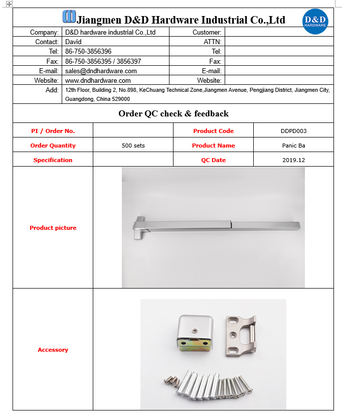 BAN BAR QC Report-D & D