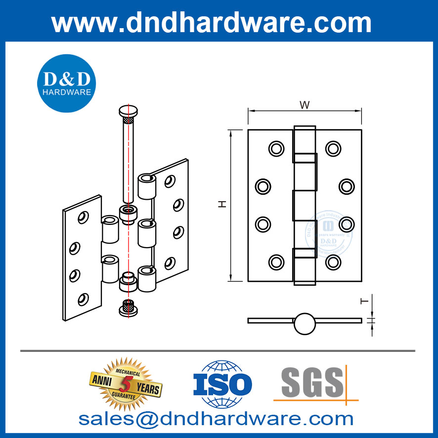 الباب الأمامي من الفولاذ المقاوم للصدأ مفصلات مضادة للاحتكاك تحمل مفصلات DDSS063