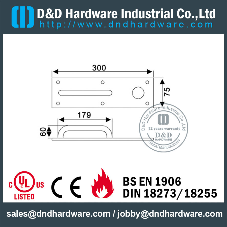 الفولاذ المقاوم للصدأ 304 ليلة مزلاج لوحة للأبواب المعدنية تعمل مع اسطوانة ، DDPD011