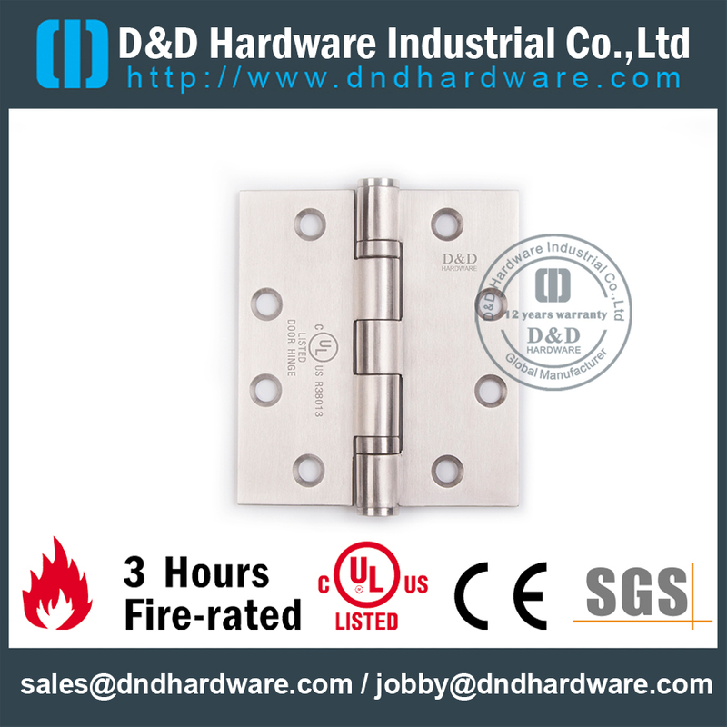 مفصل باب مقاوم للحريق SS 316 UL للأبواب المعدنية- DDSS001-FR-4.5x4x3.0mm