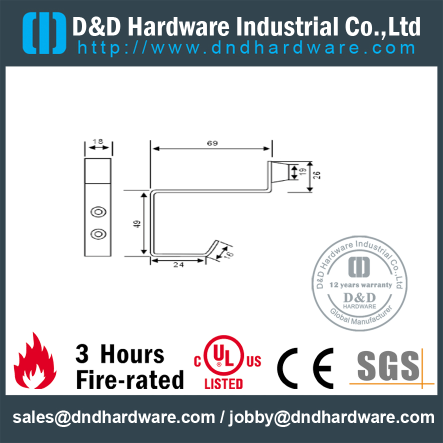 الفولاذ المقاوم للصدأ L- شكل الباب ستريت سدادة مع هوك لباب المعادن -DDDS064